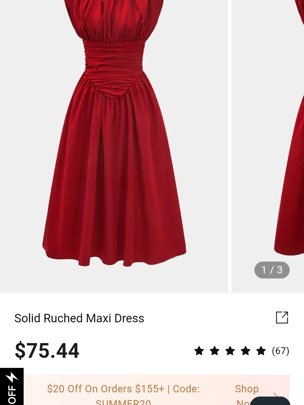 INC International Concepts Red Ruched Midi-Length Dress